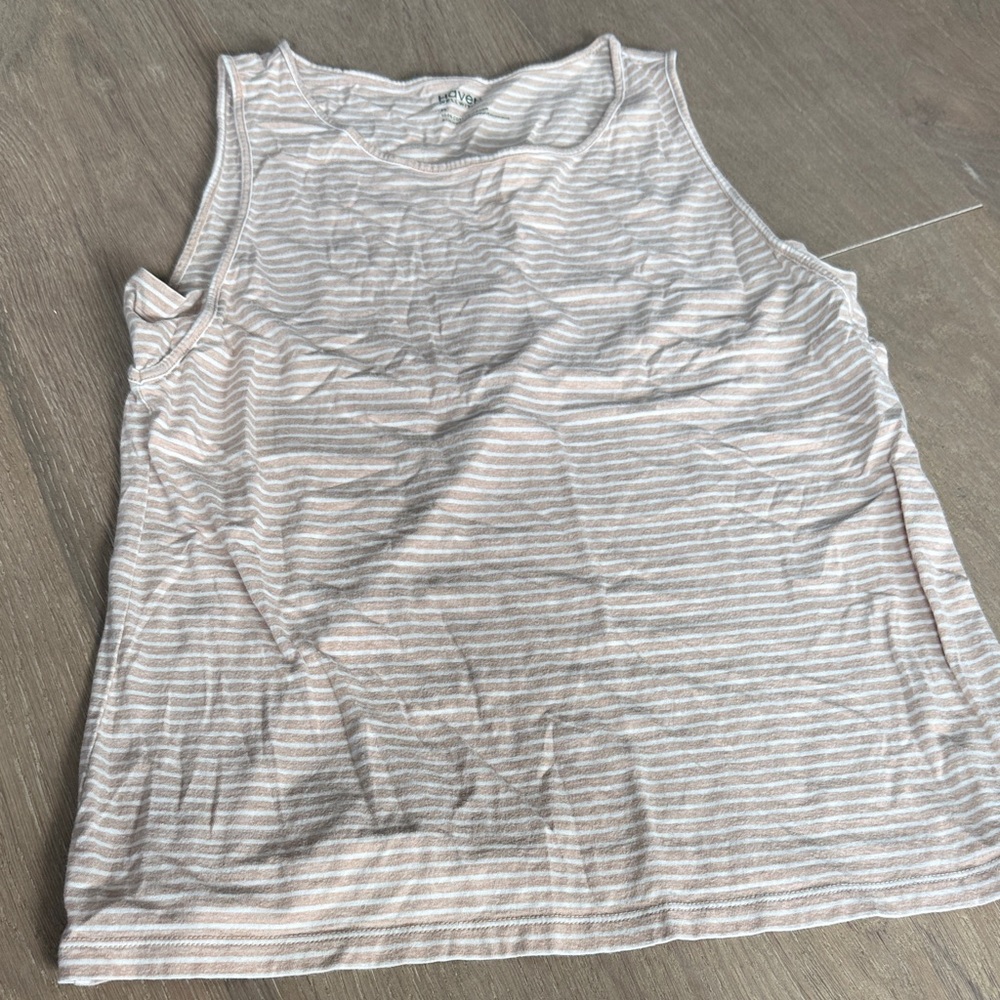 Haven Well Within Cream & White Striped Tank Top Size Medium